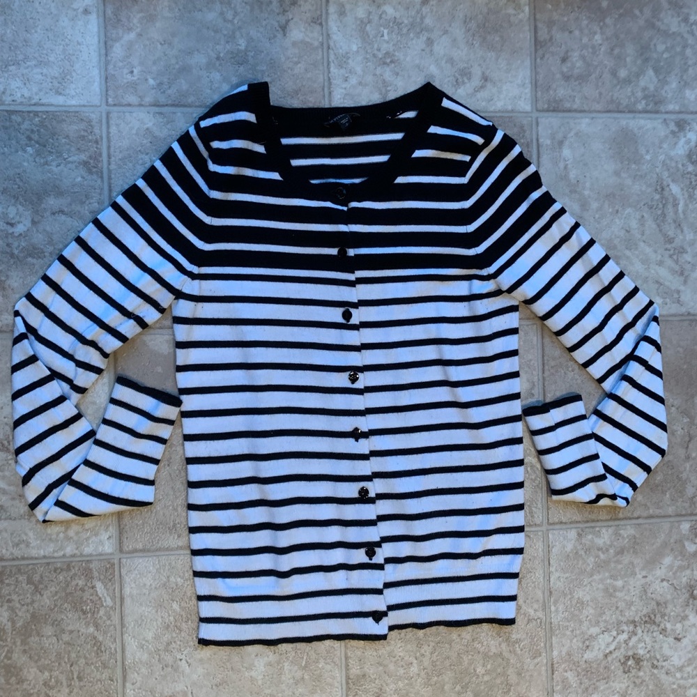 EUC Black/white striped Express cardigan
